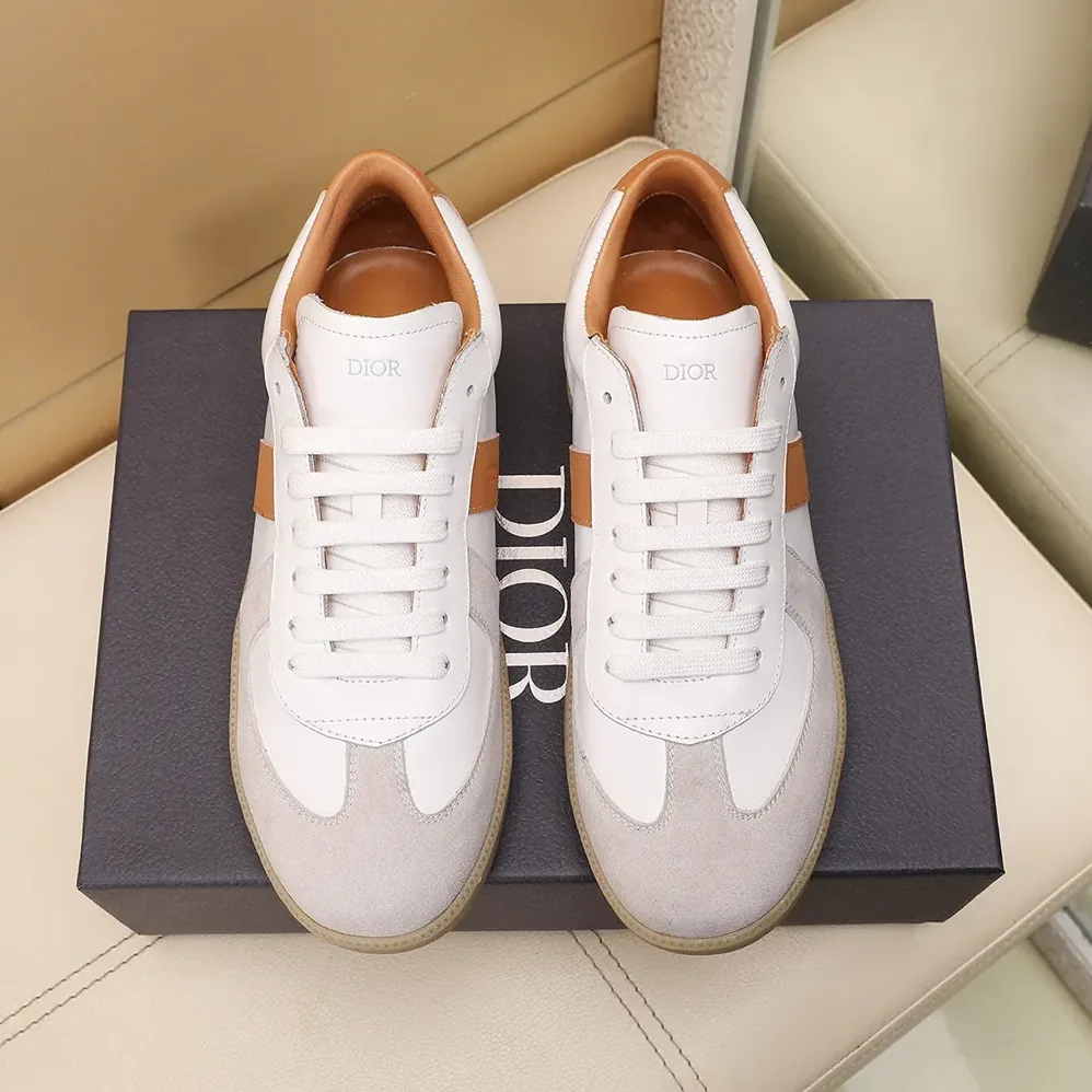 Dior B01 Matchpoint Sneaker Cognac and White Smooth Calfskin with White Suede for Unisex