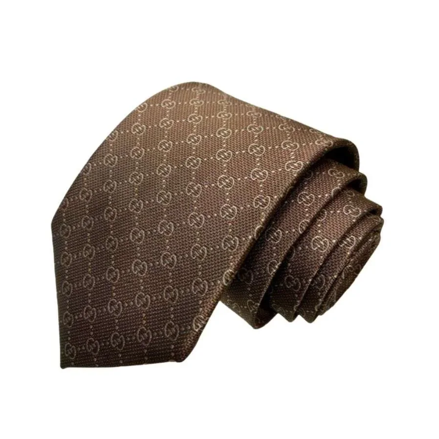 Gucci Pattern Silk Tie Brown Gucci Pattern Silk Tie Brown
