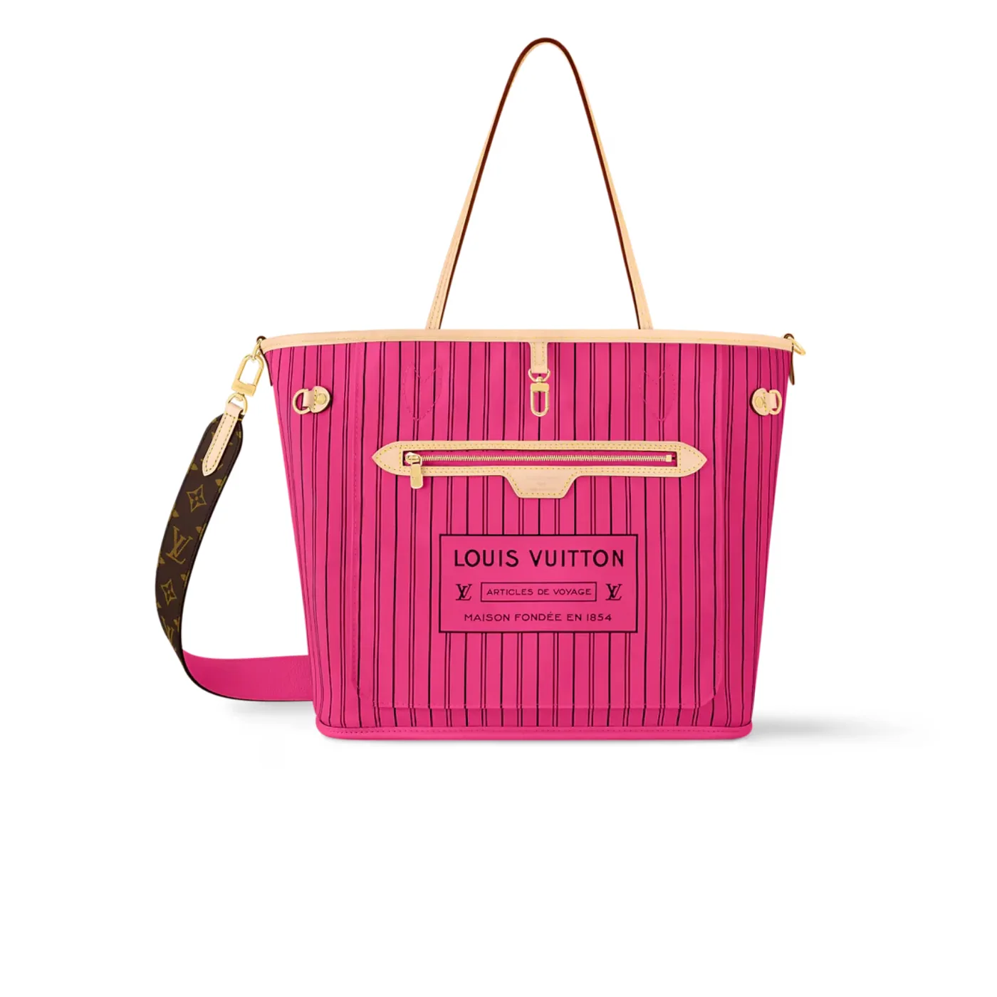 Louis Vuitton Neverfull Bandouliere Inside Out MM Tote Bag in Rose Gold Hardware Louis Vuitton Neverfull Bandouliere Inside Out MM Tote Bag in Rose Gold Hardware