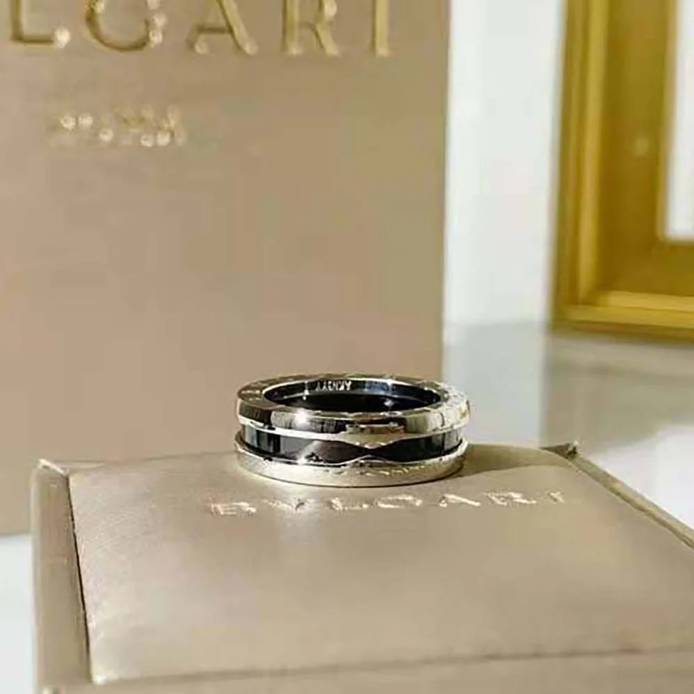 Bvlgari Save the Children One-band Sterling Silver Ring with Black Ceramic for Women