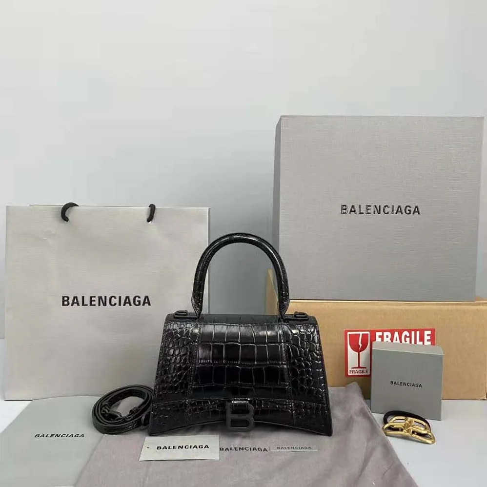 Balenciaga Hourglass Small Top Handle Bag for Women in Black