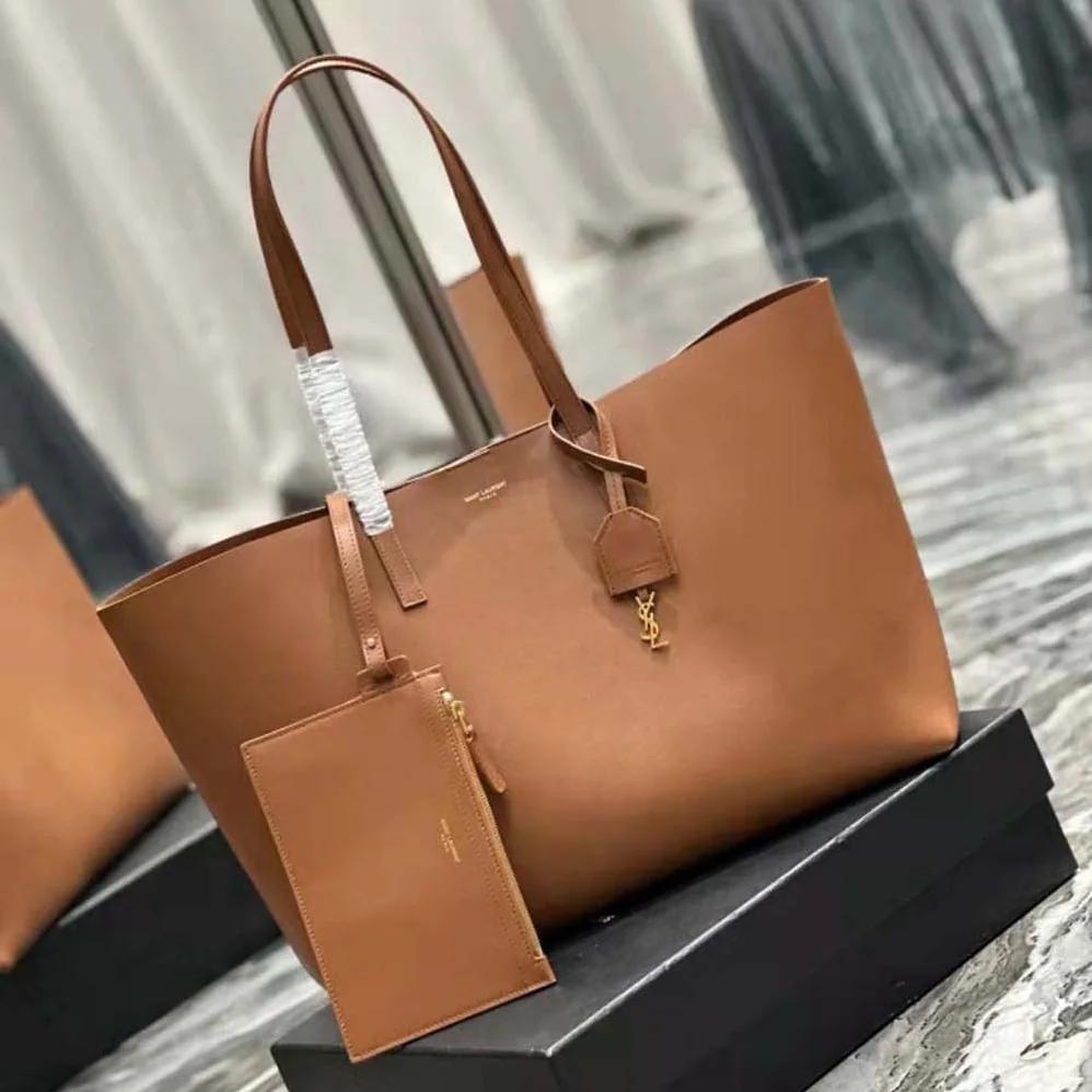 Saint Laurent YSL Shopping Saint Laurent E/W in Supple Leather for Women in Brown