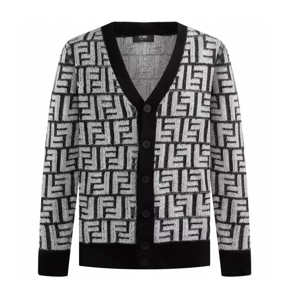Fendi Cardigan Black FF Cashmere Cardigan for Men Fendi Cardigan Black FF Cashmere Cardigan for Men