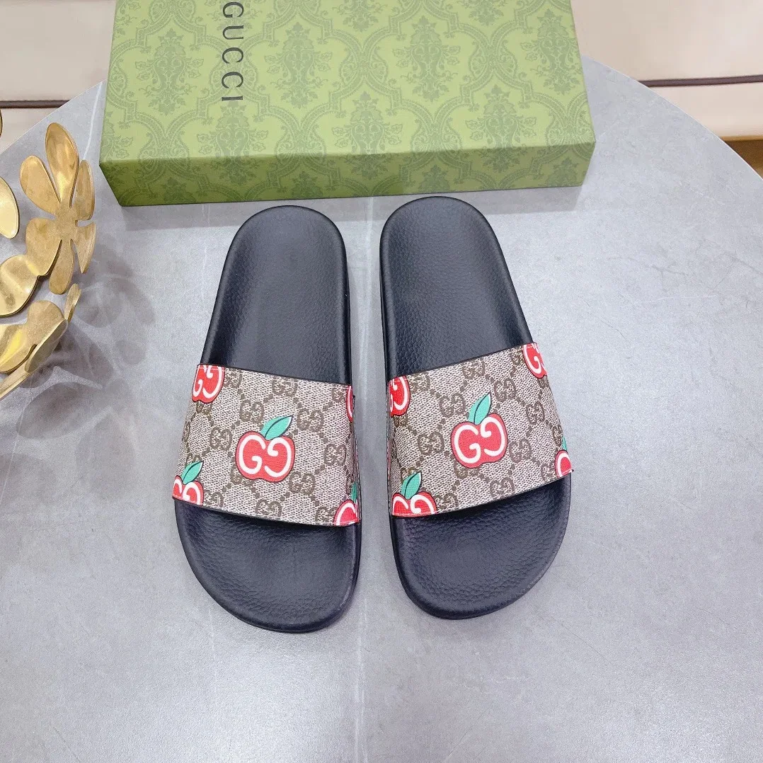 Gucci Slide Sandal With GG Apple Black for Women Gucci Slide Sandal With GG Apple Black for Women
