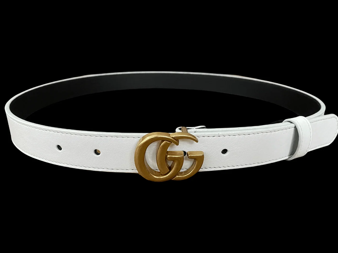 Leather Belt Gold Buckle
