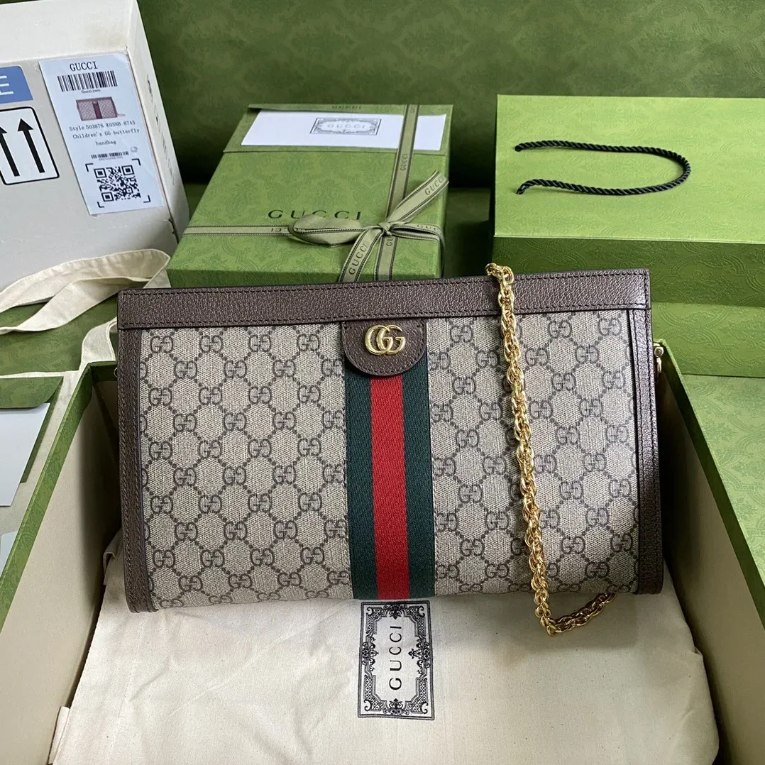Gucci Ophidia Medium Shoulder Bag / Beige Ebony GG Supreme Canvas Gold Hardware Gucci Ophidia Medium Shoulder Bag / Beige Ebony GG Supreme Canvas Gold Hardware