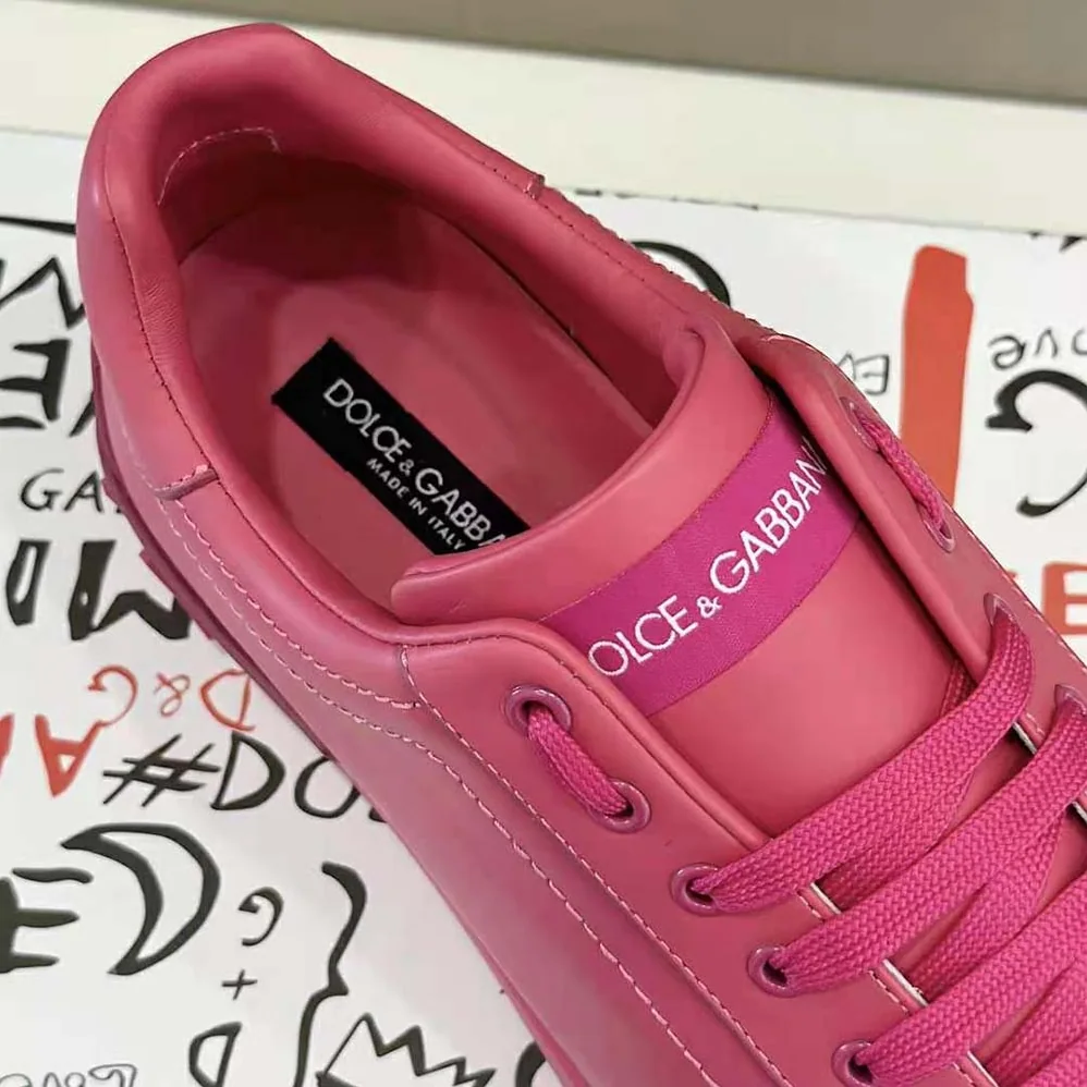 Dolce Gabbana D&G Calfskin Portofino Sneakers for Women in Rose Dolce Gabbana D&G Calfskin Portofino Sneakers for Women in Rose