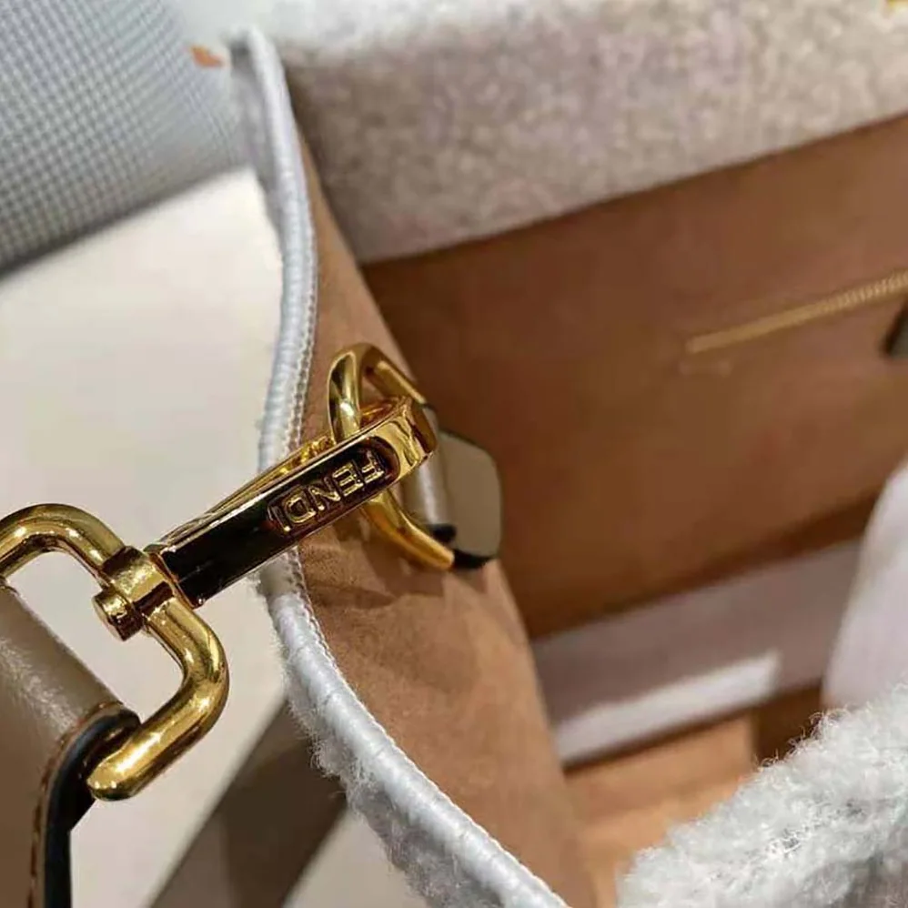 Fendi Sunshine Medium White Sheepskin Shopper for Women Fendi Sunshine Medium White Sheepskin Shopper for Women