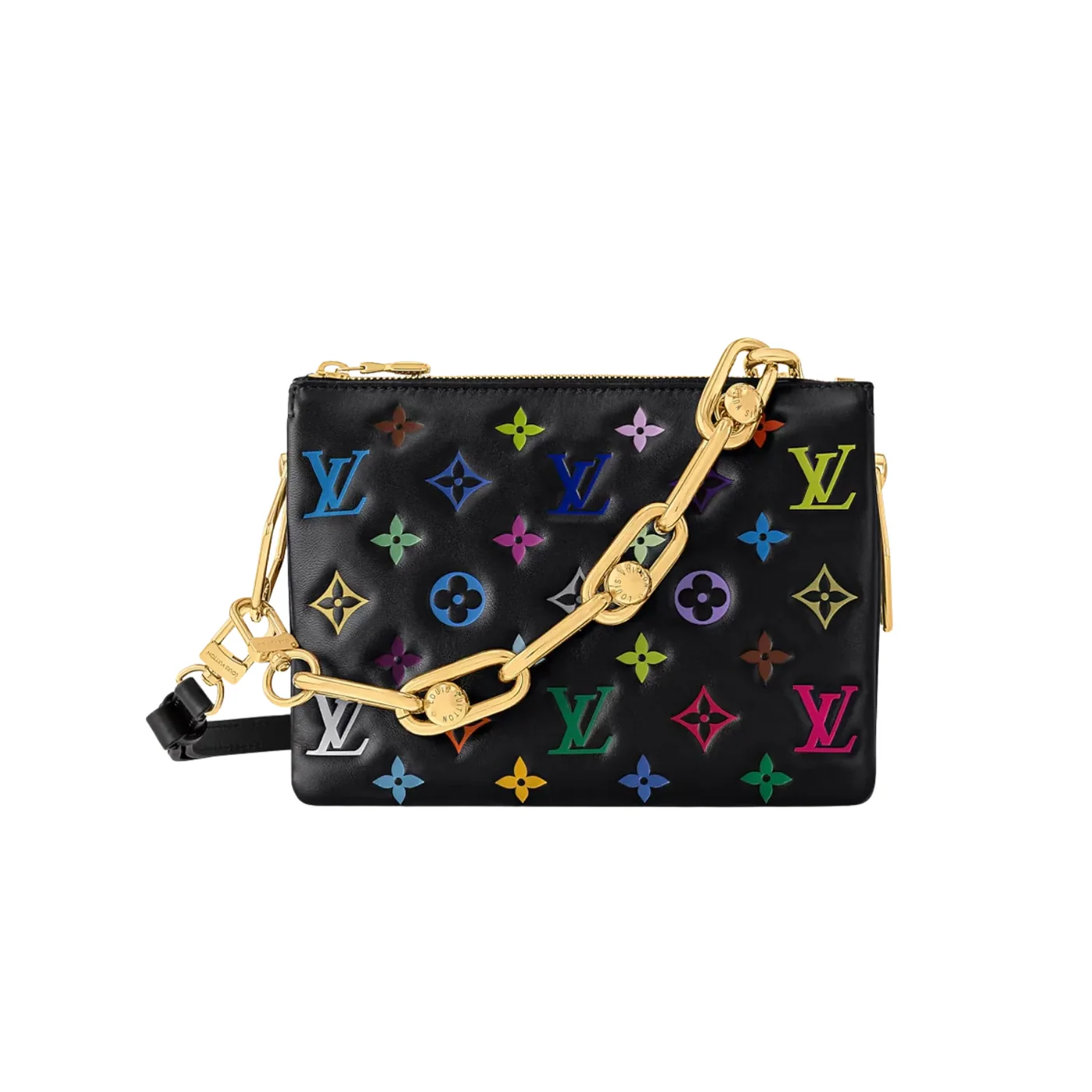 Louis Vuitton LV x TM Coussin BB Shoulder Bag in Multicolore Noir Gold Hardware Louis Vuitton LV x TM Coussin BB Shoulder Bag in Multicolore Noir Gold Hardware