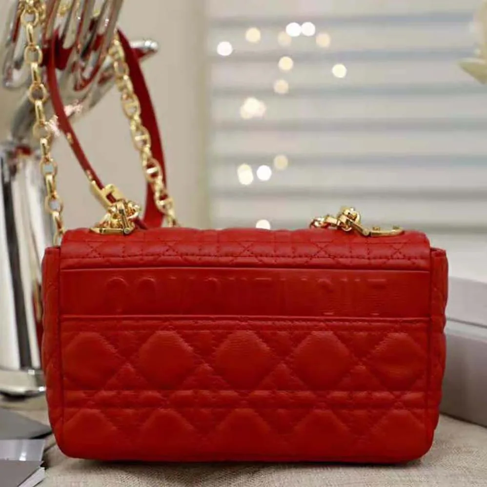 Dior Small Dior Caro Bag Supple Cannage Calfskin for Women in Red Dior Small Dior Caro Bag Supple Cannage Calfskin for Women in Red