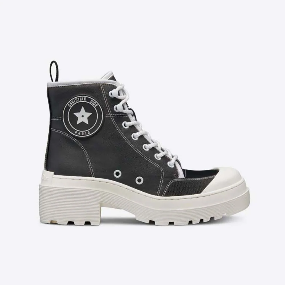 Dior D-Rise Ankle Boot Black Technical Fabric and Calfskin for Women