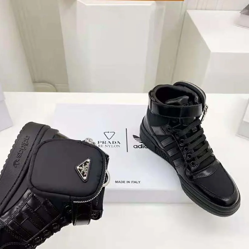 Prada Adidas for Prada Re-Nylon Forum High-Top Sneakers for Women in Black Prada Adidas for Prada Re-Nylon Forum High-Top Sneakers for Women in Black