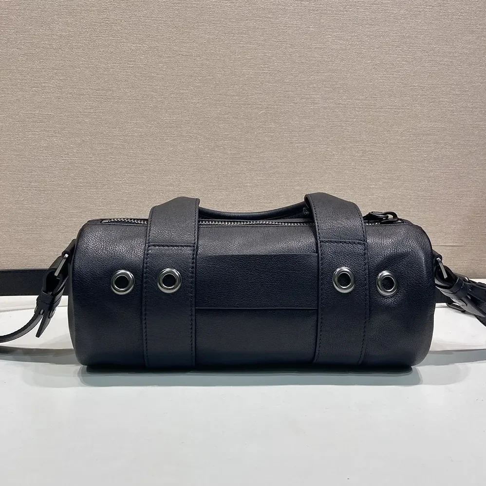 Prada Route Large Leather Top-Handle Bag for Women in Black