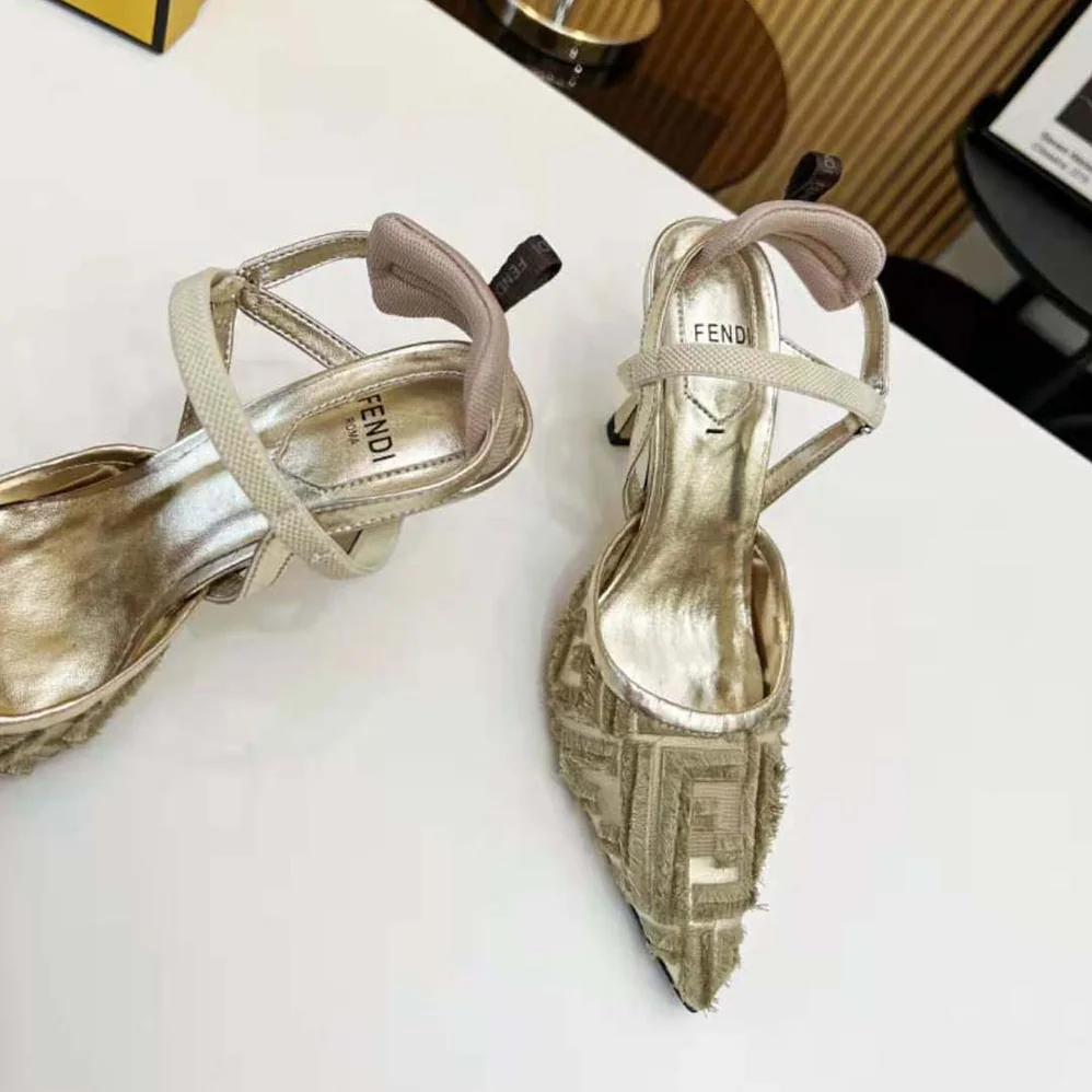 Fendi Colibrì Lite Gold Mesh High for Women in Heeled Slingbacks