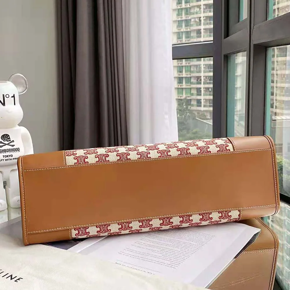 Celine Horizontal Cabas in Textile with Triomphe Embroidery for Women