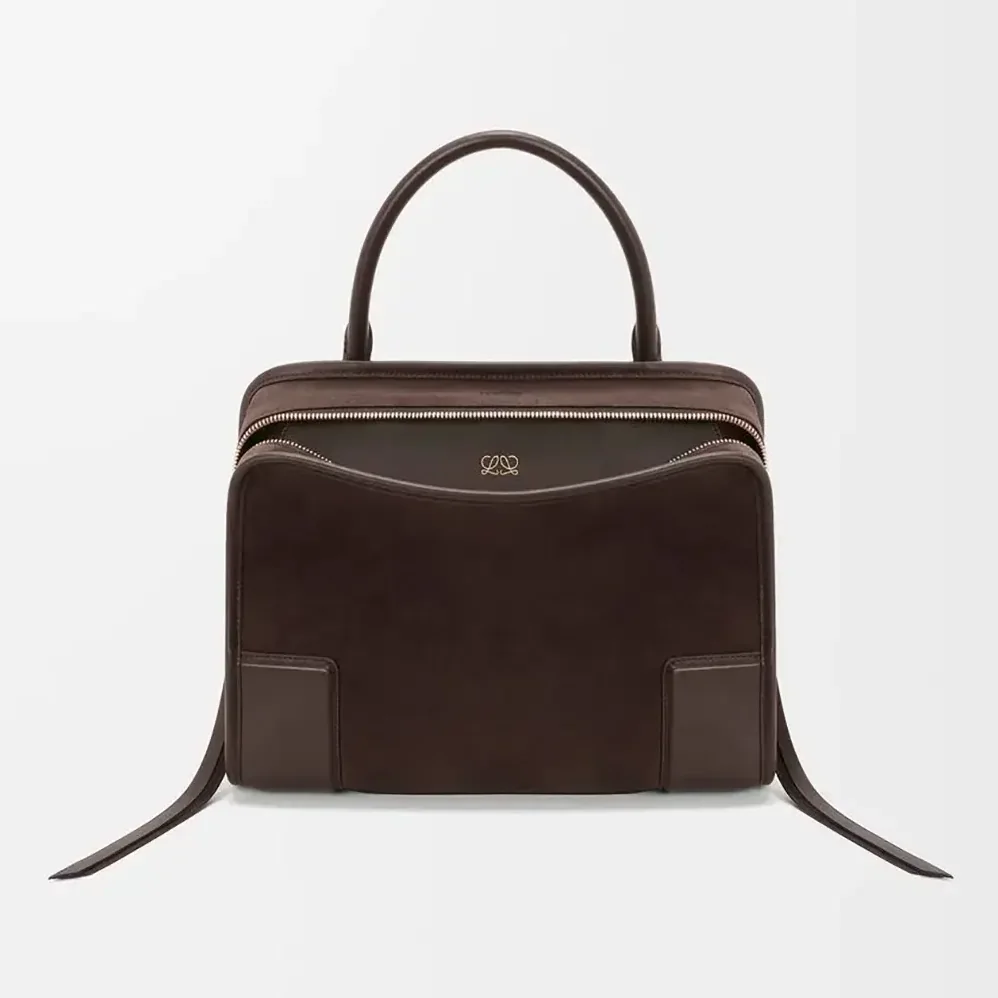 Loewe Medium Amazona 180 Bag in Suede for Women in Dark Chestnut