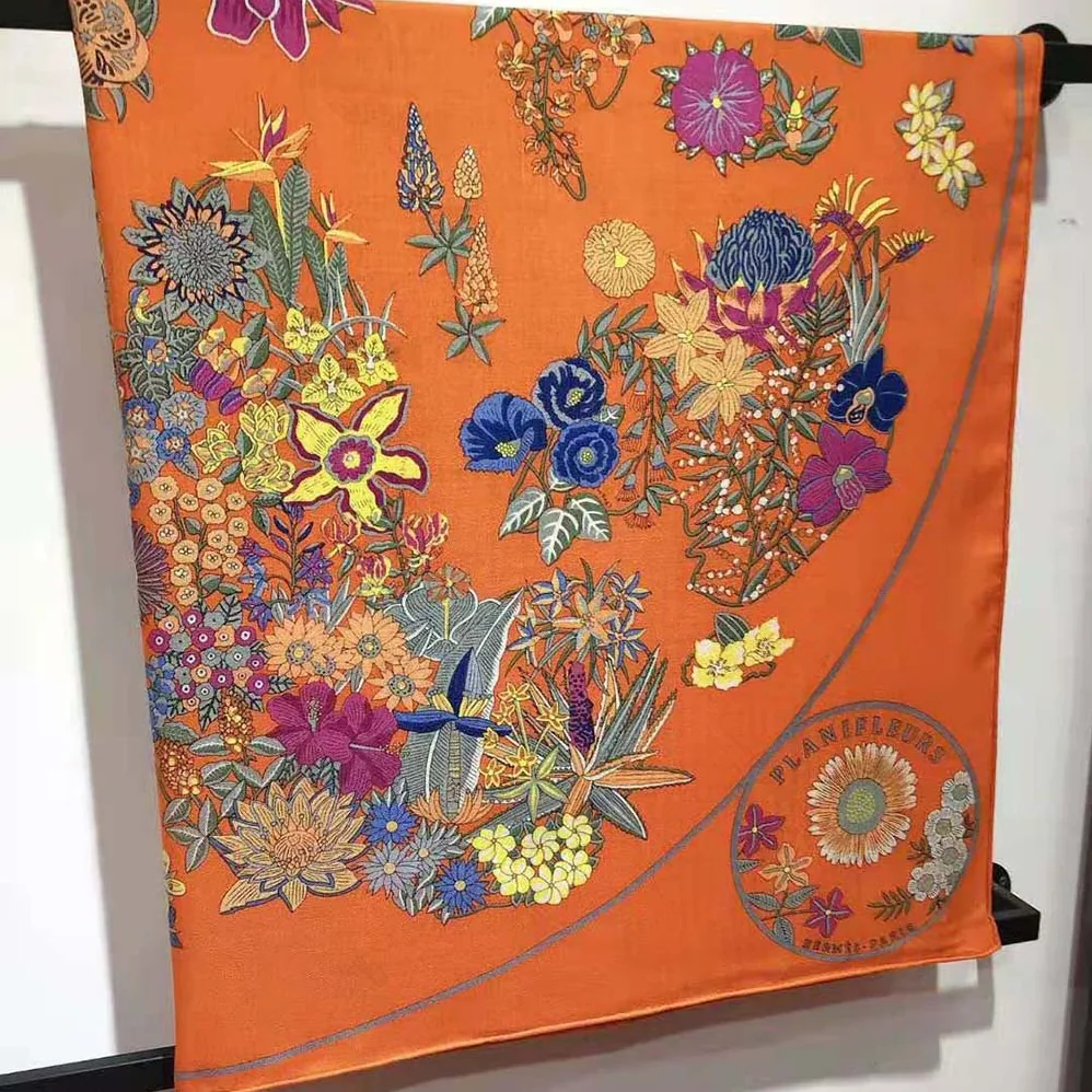 Hermes Planifleurs Scarf 90 for Women in Orange