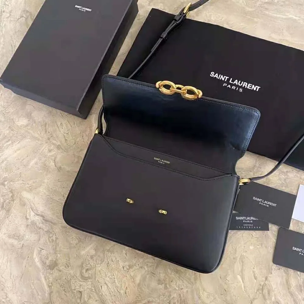 Saint Laurent YSL LE Maillon Satchel in Smooth Leather for Women in Black Saint Laurent YSL LE Maillon Satchel in Smooth Leather for Women in Black