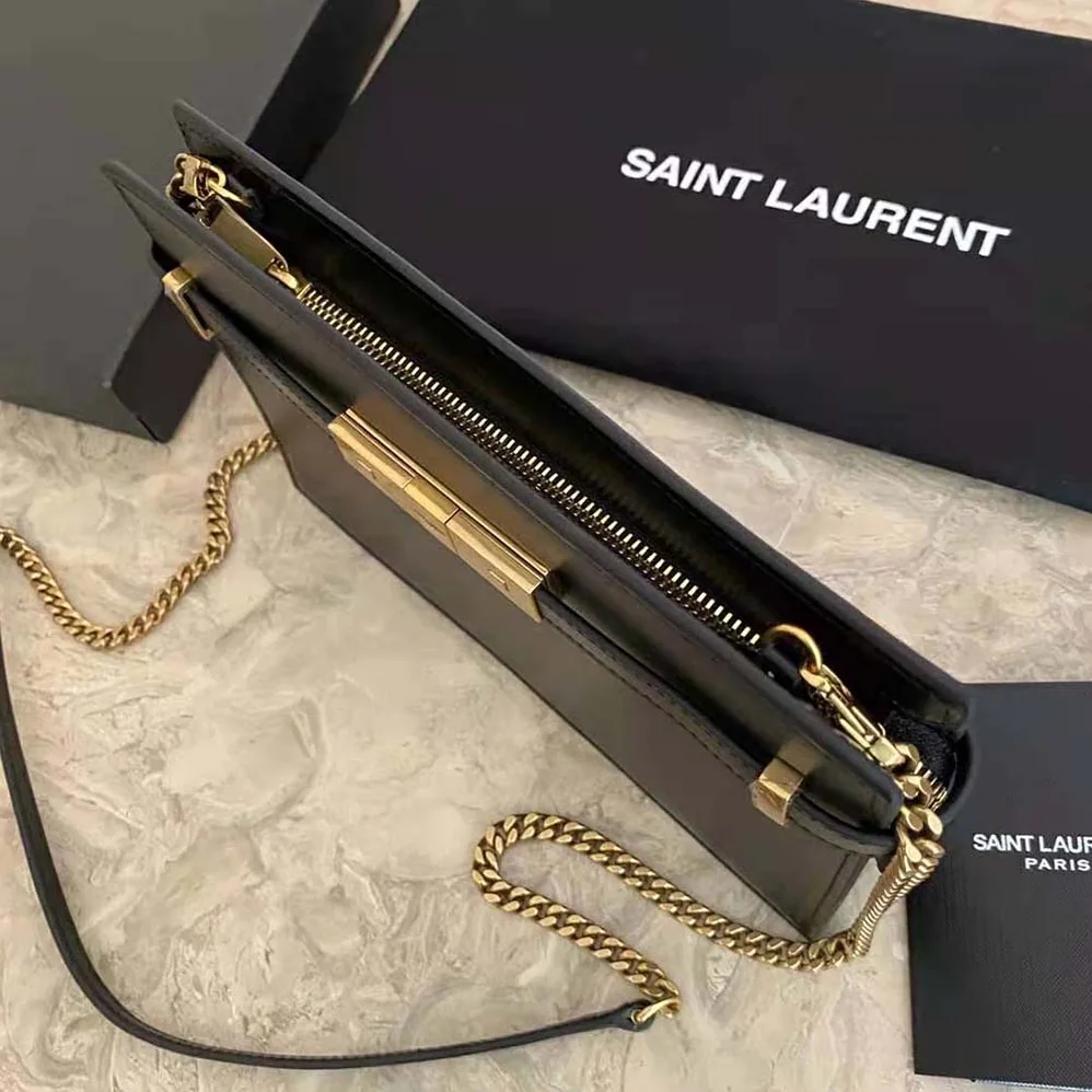 Saint Laurent YSL New Manhattan Pouch in Box Saint Laurent Leather for Women in Black Saint Laurent YSL New Manhattan Pouch in Box Saint Laurent Leather for Women in Black