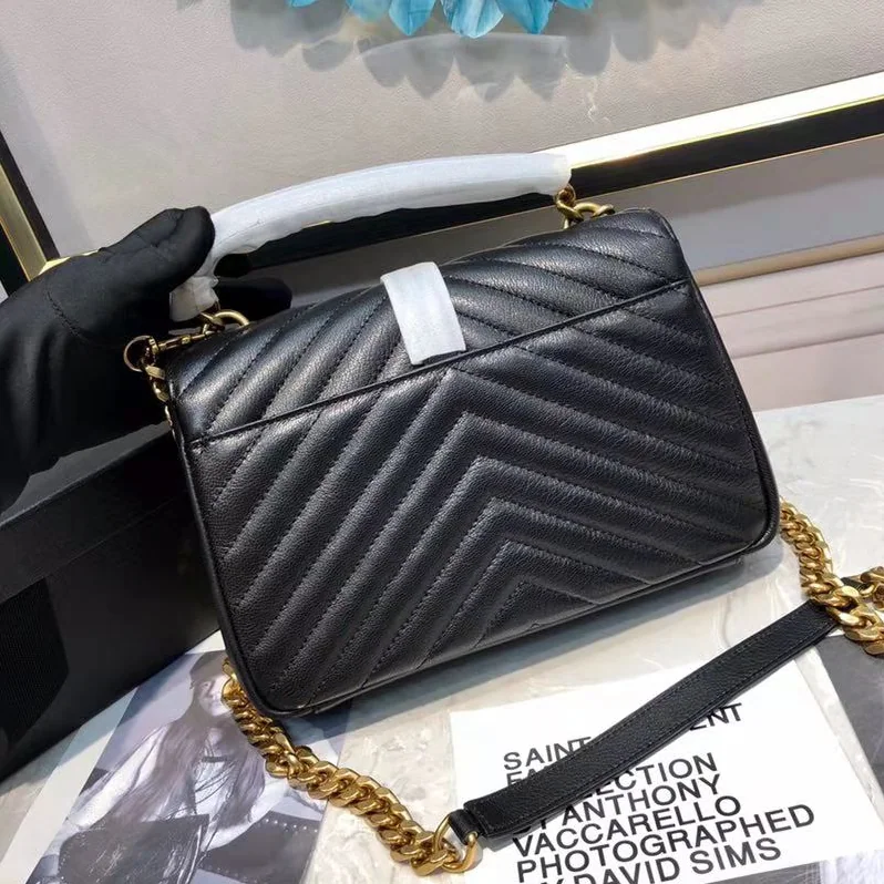 Saint Laurent YSL Classic Medium College Bag Matelasse Leather in Black