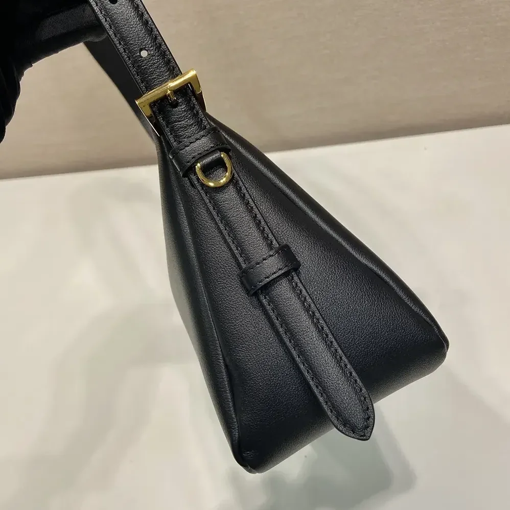 Prada Aimée Medium Leather Shoulder Bag for Women in Black