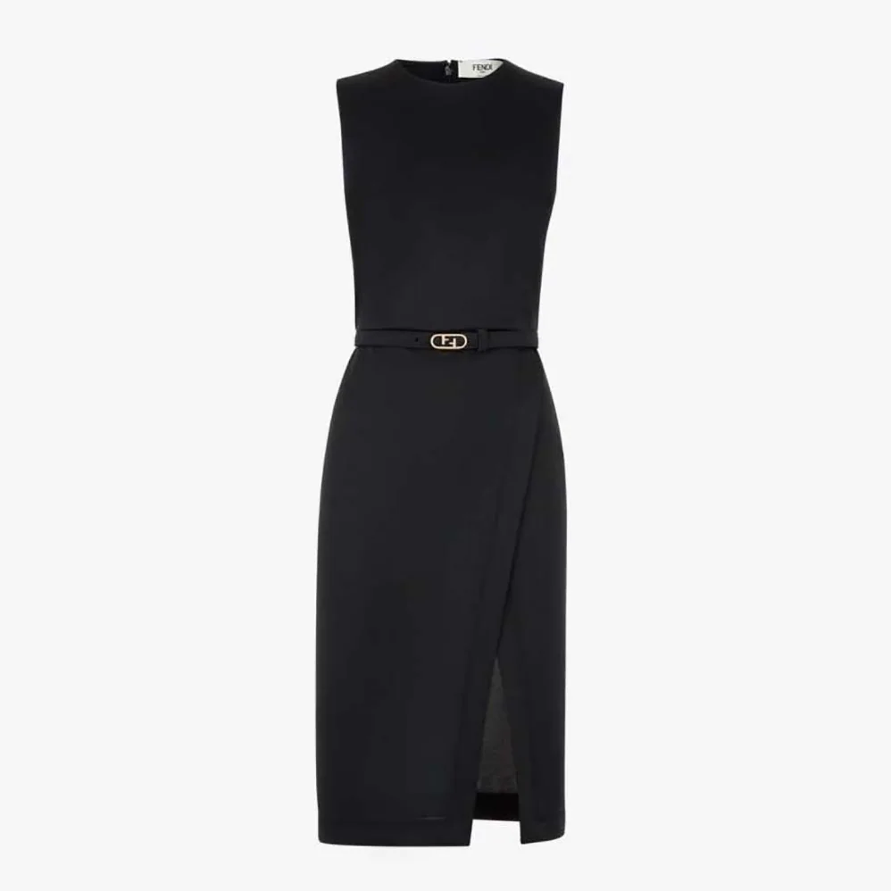 Fendi Midi-Length Sheath Black Pique Jersey Dress for Women