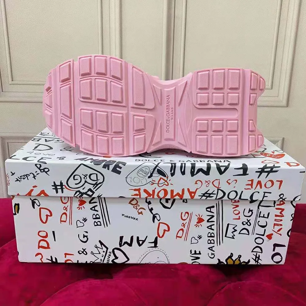 Dolce Gabbana D&G Mixed-Material Space Sneakers for Women in Pink Dolce Gabbana D&G Mixed-Material Space Sneakers for Women in Pink