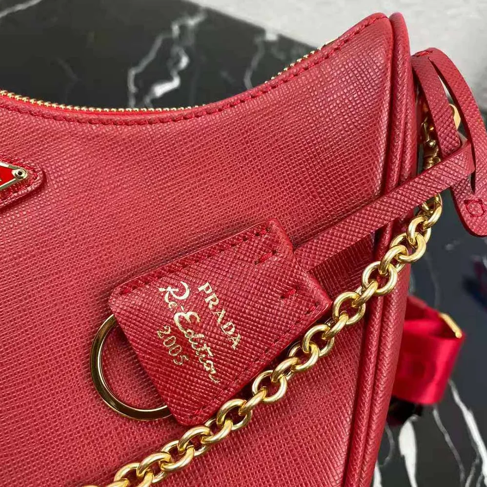 Prada Prada Re-Edition 2005 Saffiano Leather Bag for Women in Red