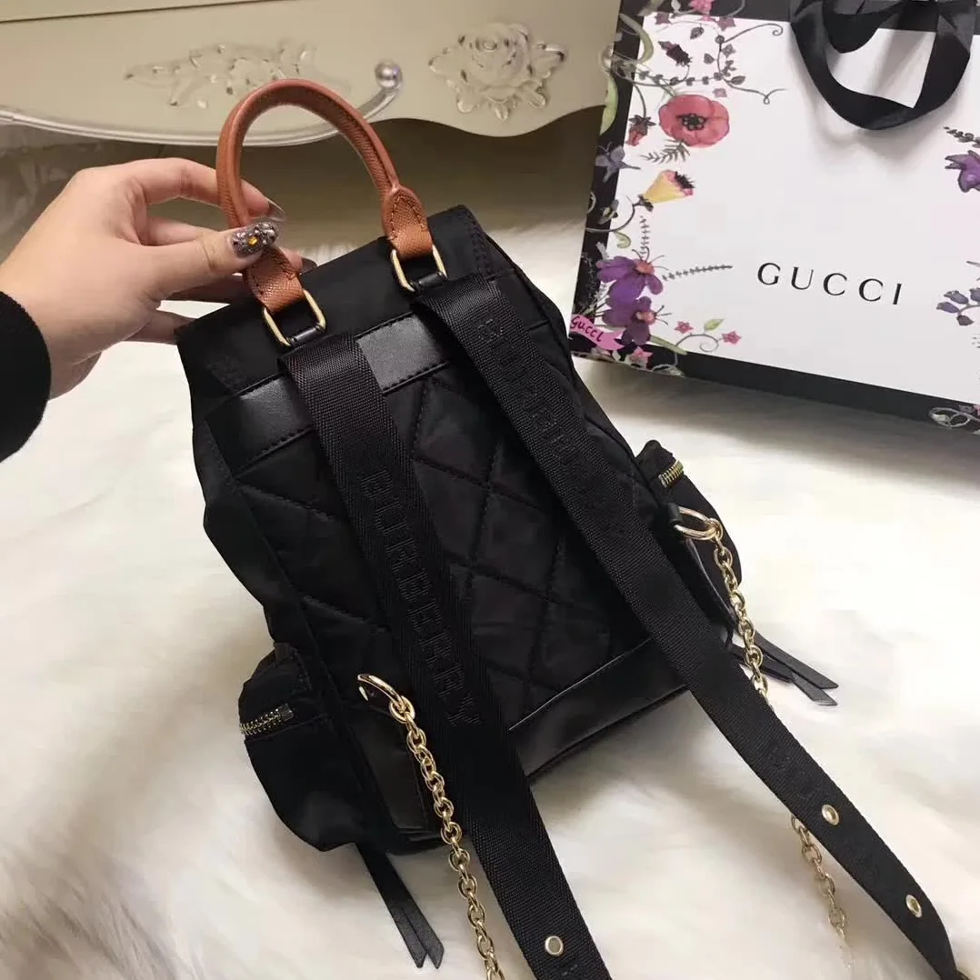 Burberry Medium Rucksack in Technical Nylon and Leather in Black Burberry Medium Rucksack in Technical Nylon and Leather in Black