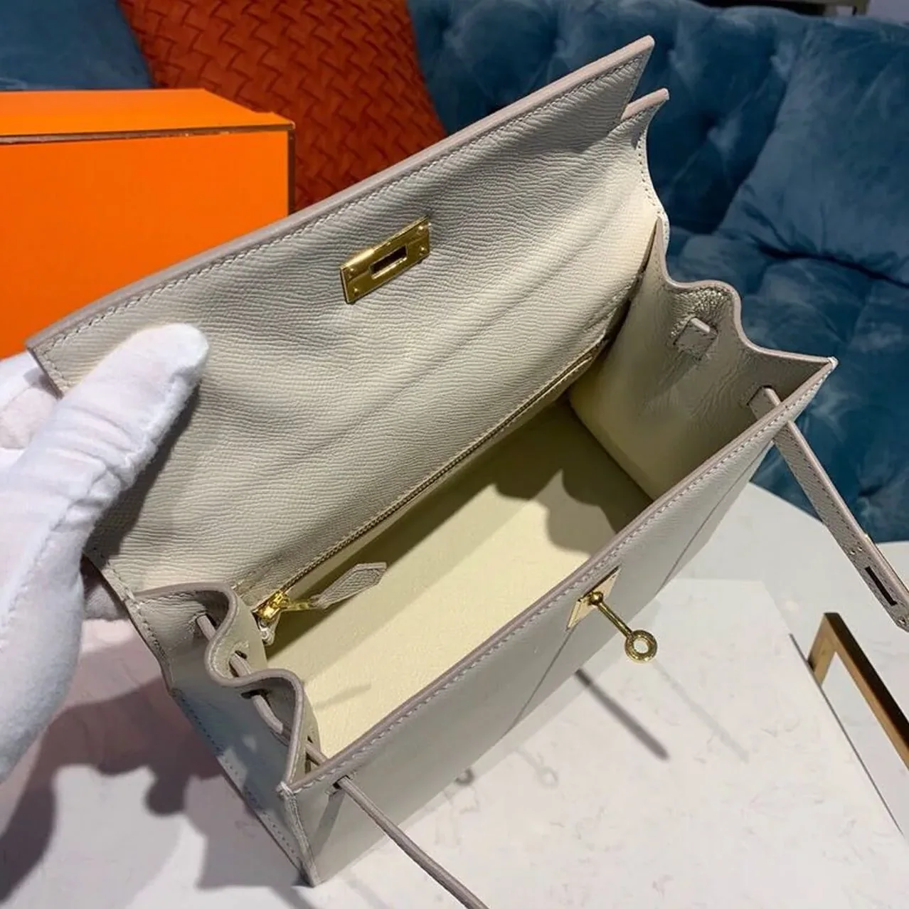 Hermes Kelly Craie Gold Toned Hardware /