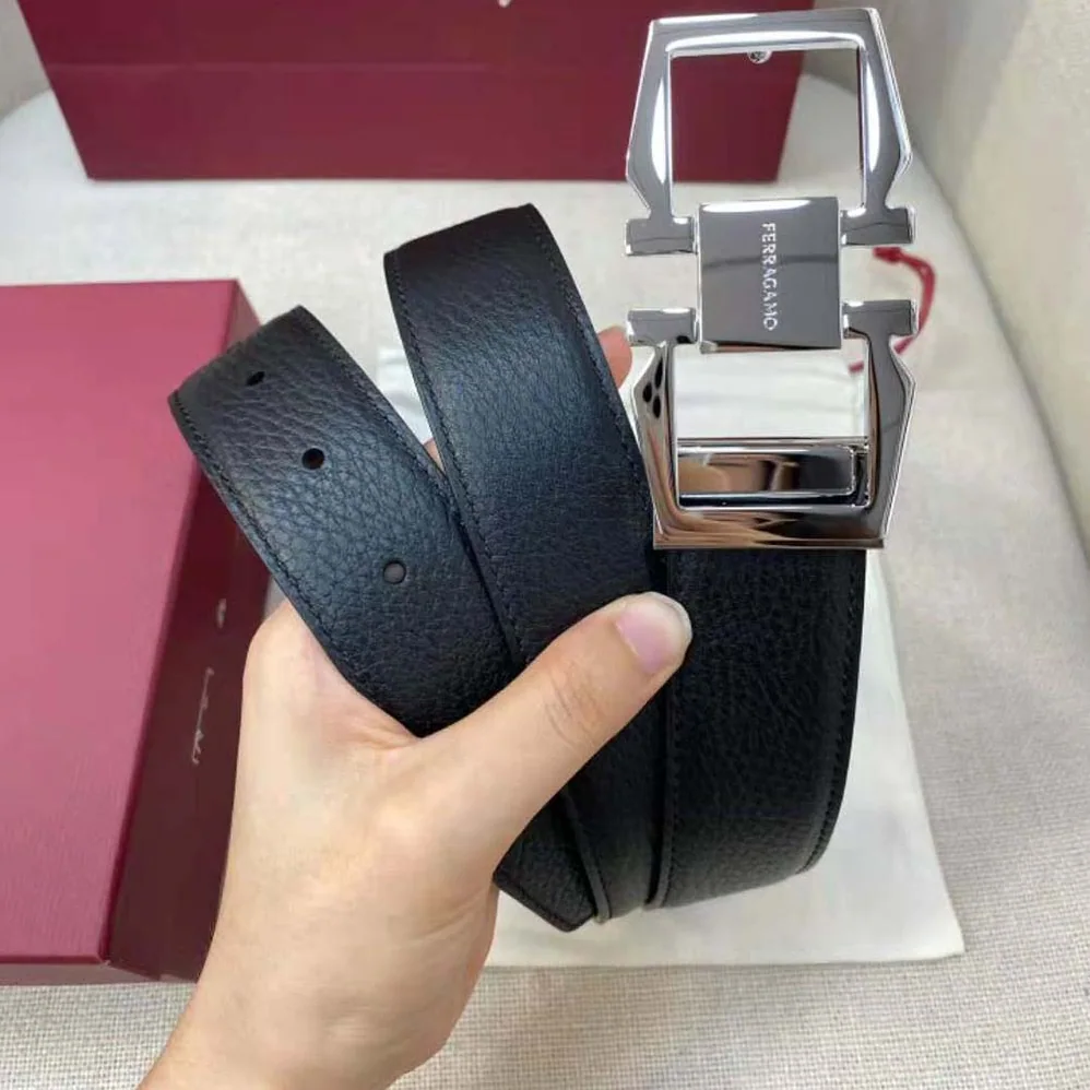 Salvatore Ferragamo Reversible and Adjustable Gancini Belt for Men in Silver