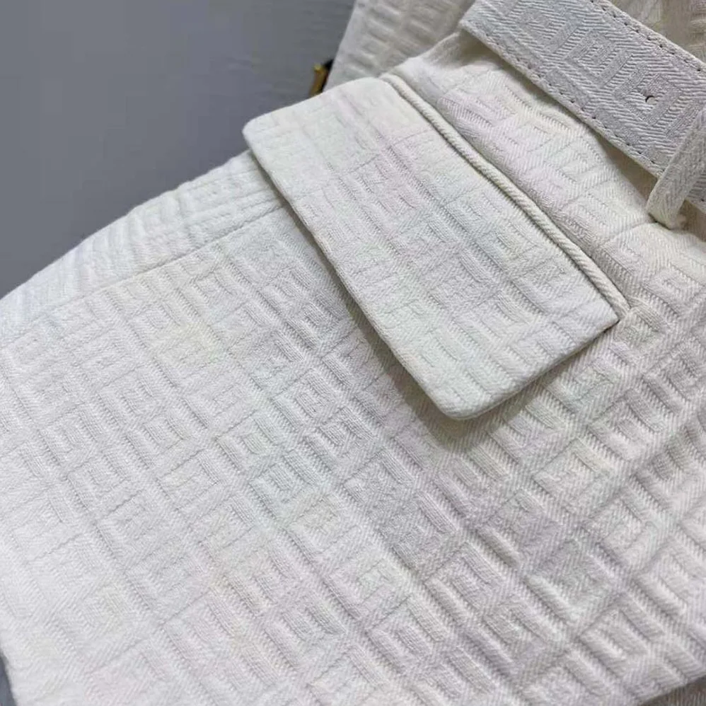 Balmain Double-Breasted Cotton Blazer with Balmain Buckle for Women in White