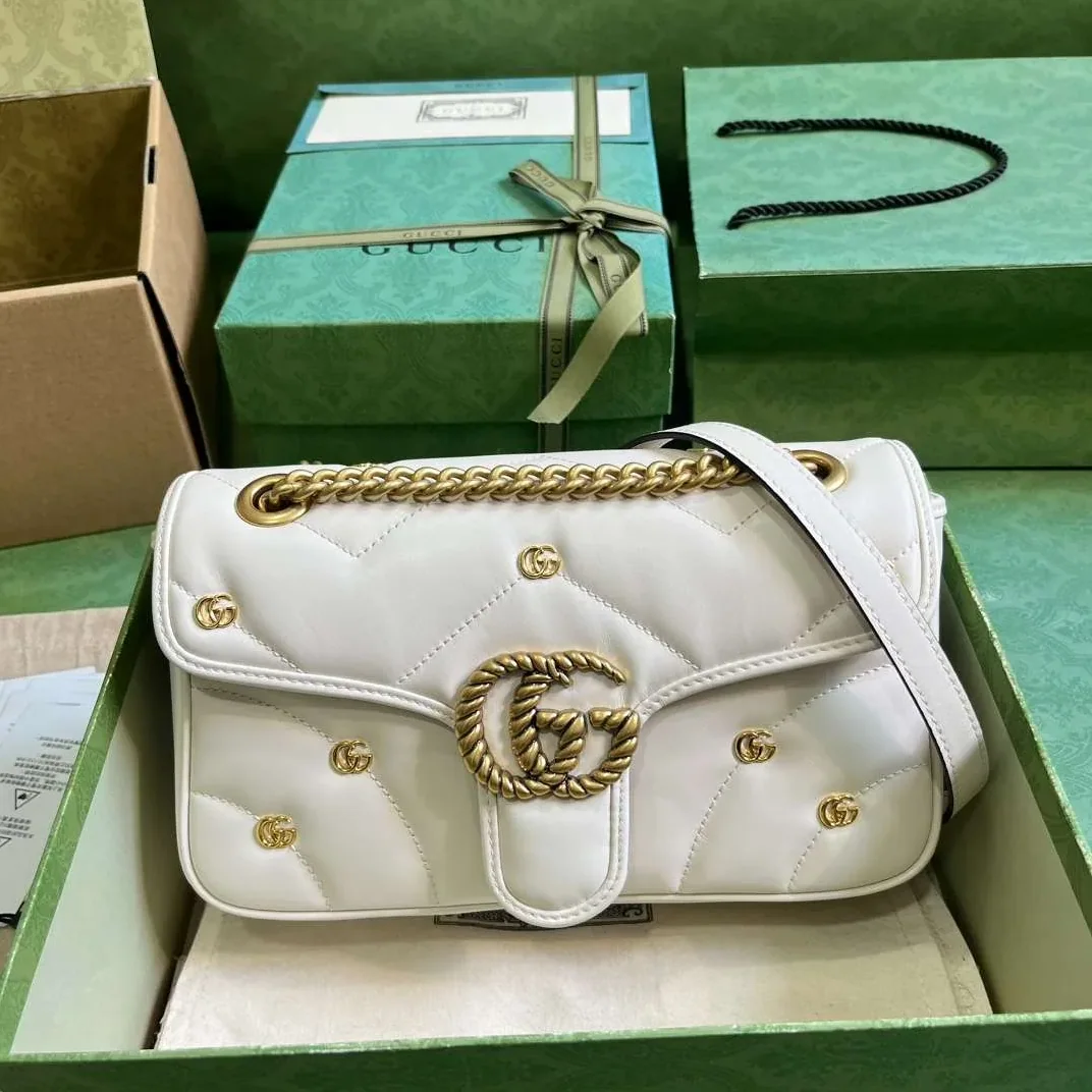 Gucci Marmont Matelasse Mini Shoulder Bag in White Gold Hardware Gucci Marmont Matelasse Mini Shoulder Bag in White Gold Hardware