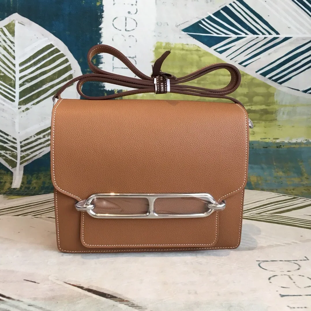 Hermes Mini Evercolor Sac Roulis 19 Brown Palladium Hardware / Hermes Mini Evercolor Sac Roulis 19 Brown Palladium Hardware /