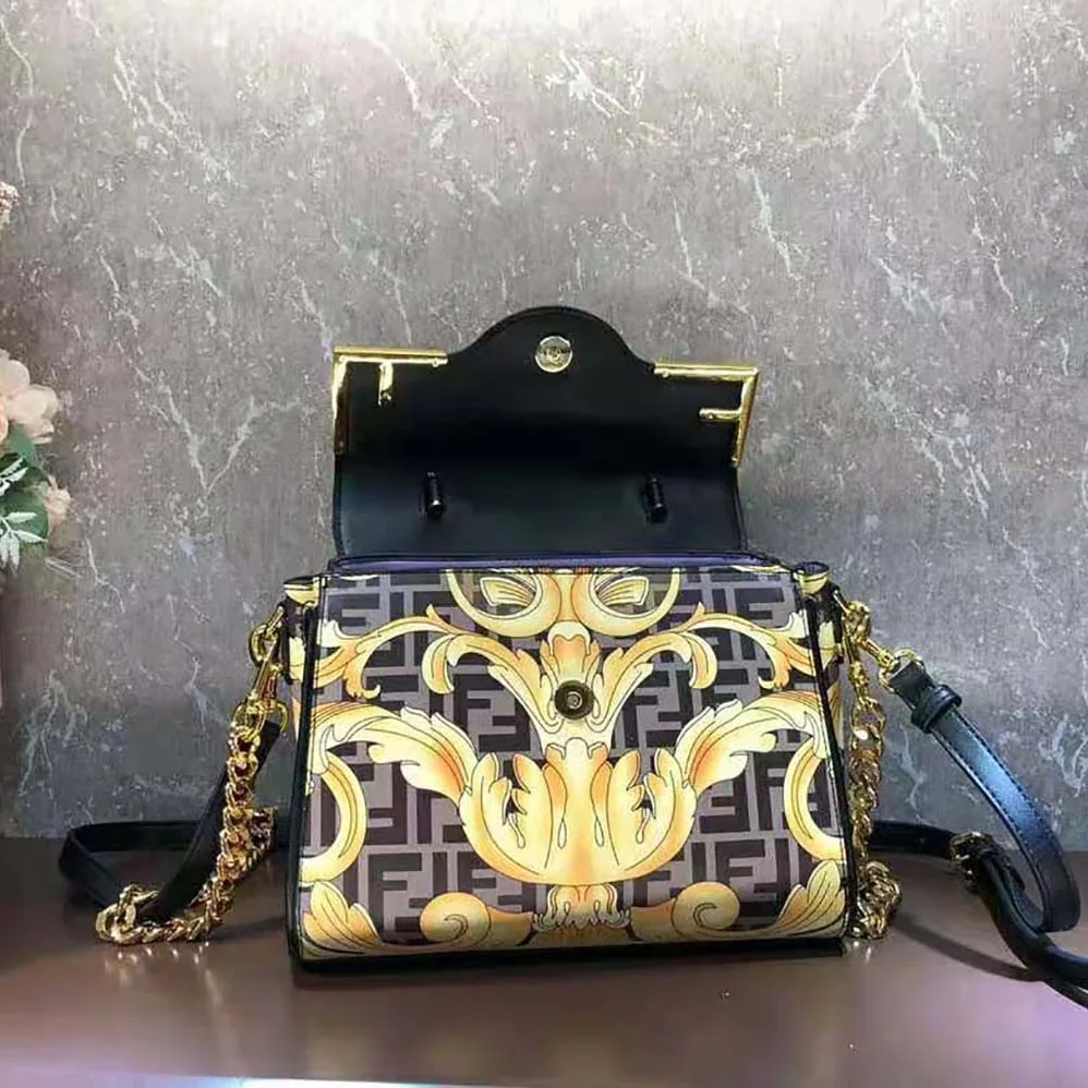 Fendi Fendace La Medusa Medium Handbag for Women in Black
