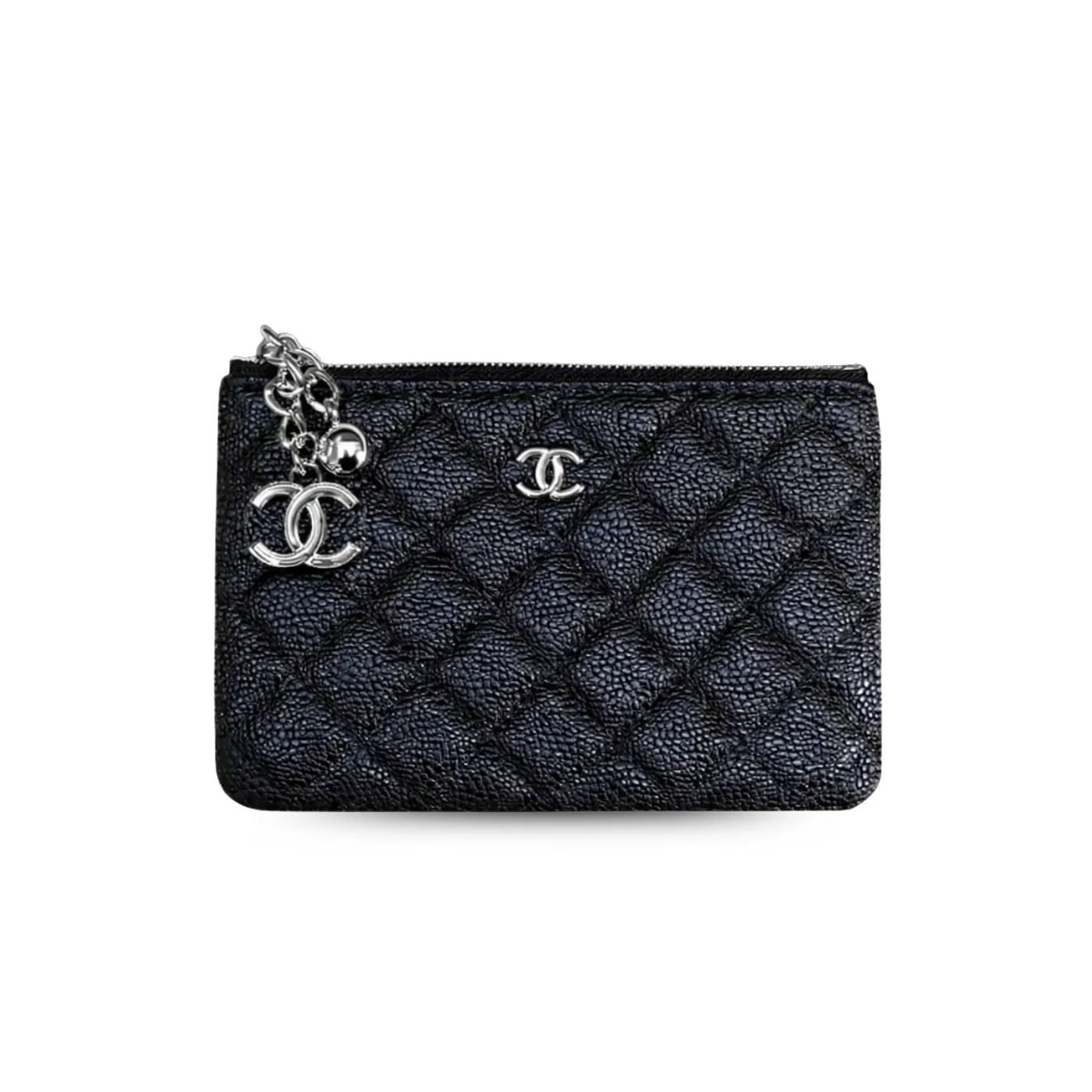 Chanel CO-CO Classic Mini Pouch Wallet in Silver Toned Hardware Black