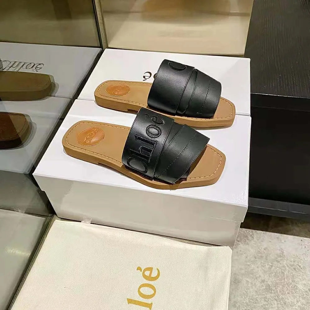 Chloe Woody Flat Mule for Women in Black