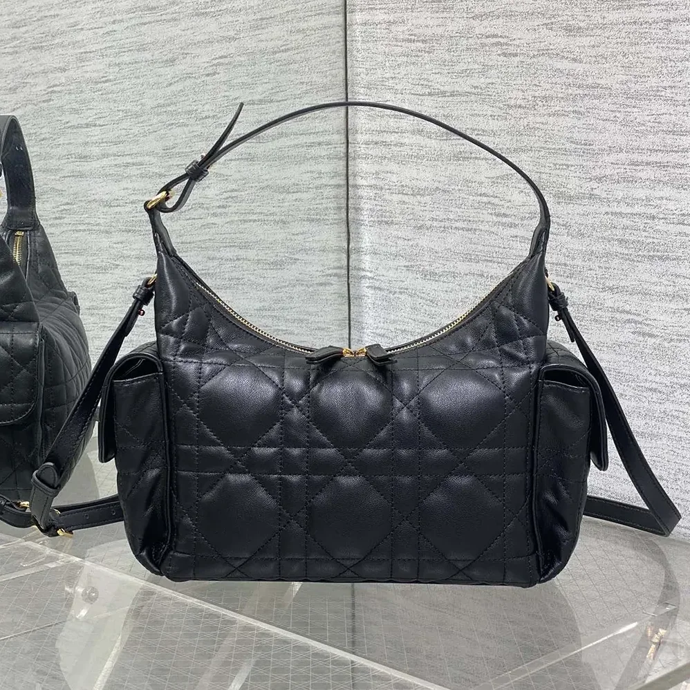 Dior Medium D-Dream Bag Black Macrocannage Lambskin for Women