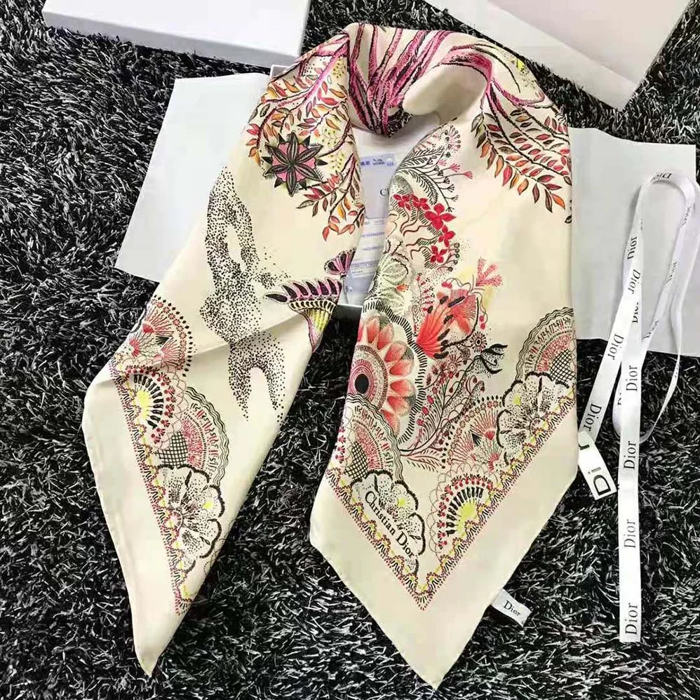 Dior Tree of Life Square Scarf Beige Silk Twill for Women Dior Tree of Life Square Scarf Beige Silk Twill for Women