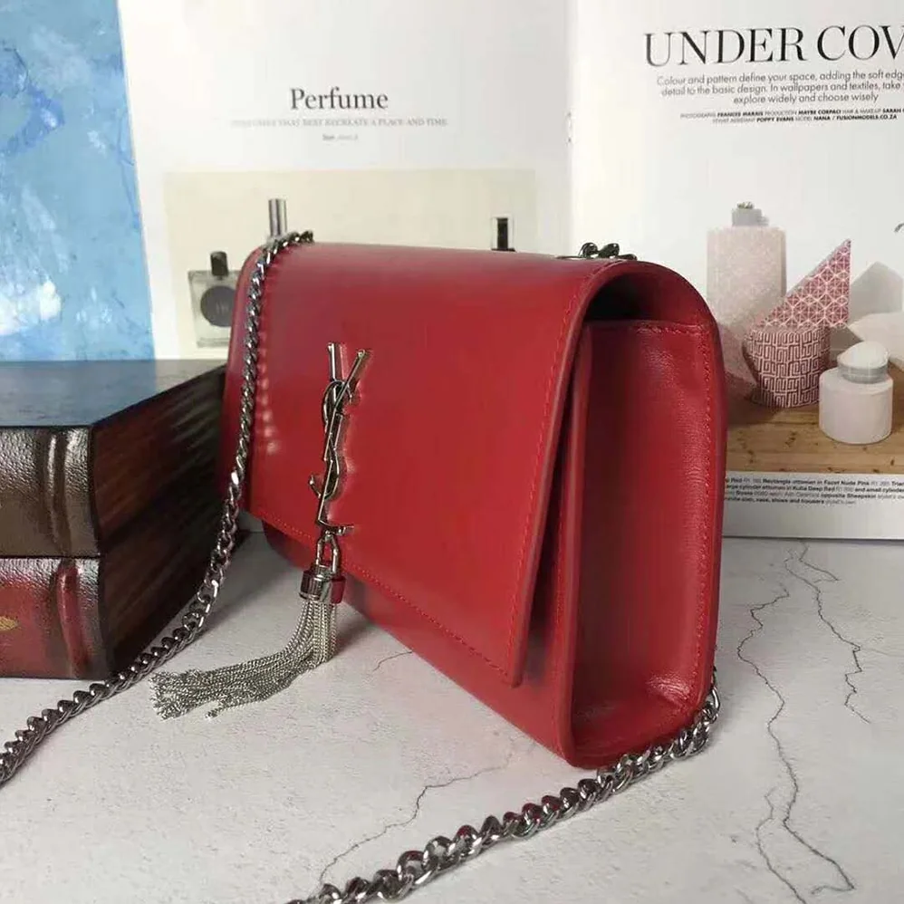 Saint Laurent YSL Kate Medium Tassel Smooth Leather for Women in Red