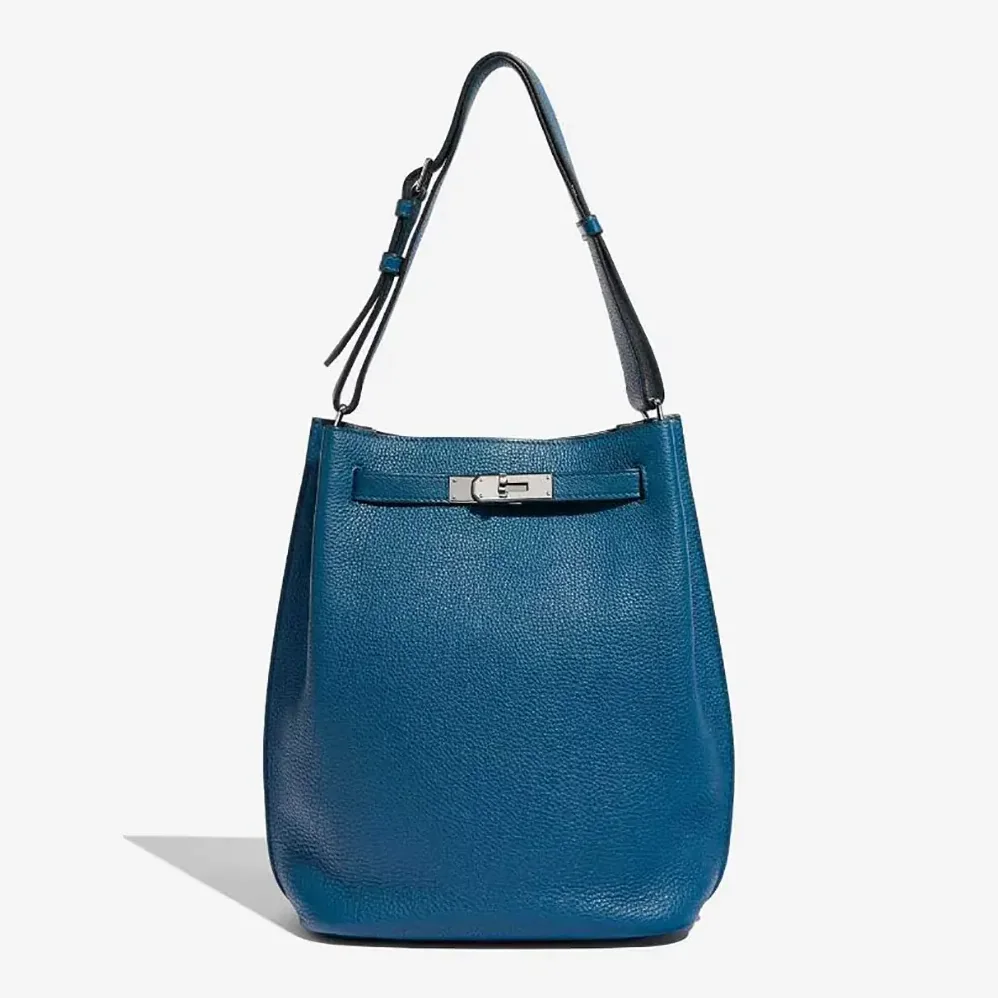 Hermes Togo So Kelly 22 Palladium Hardware for Unisex in Blue