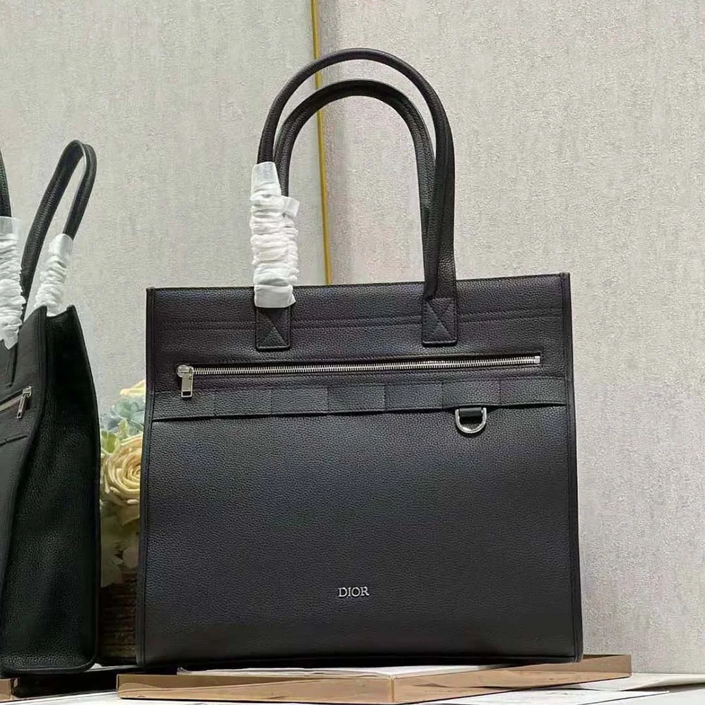 Dior Safari Tote Bag Black Grained Calfskin for Men