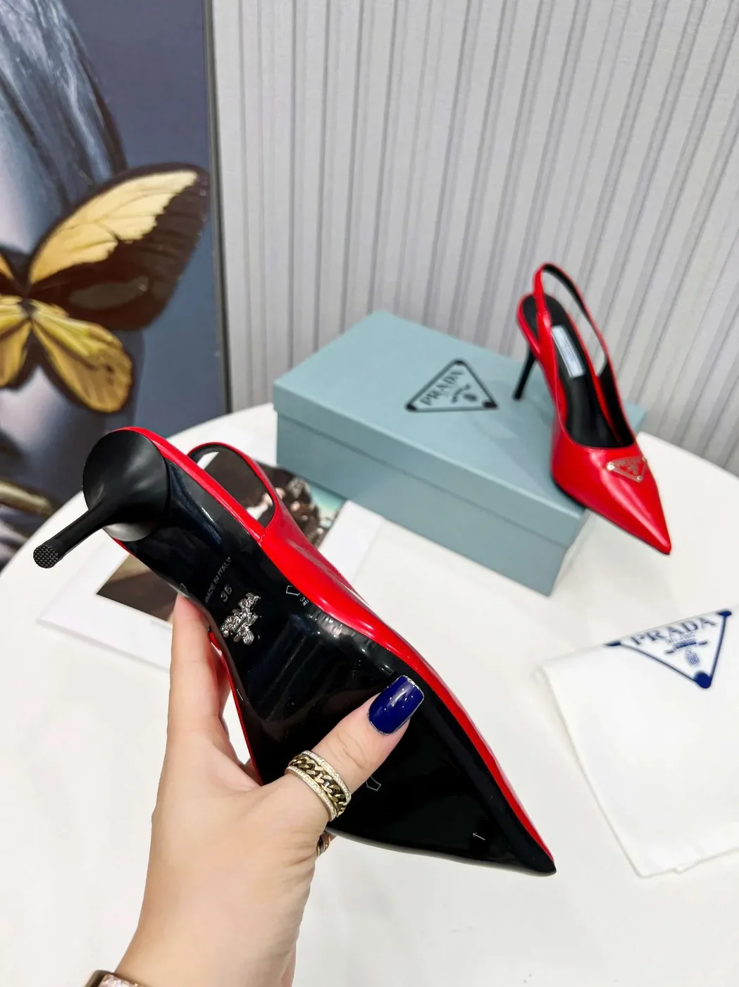 Prada Brushed Sling Pumps Red Prada Brushed Sling Pumps Red