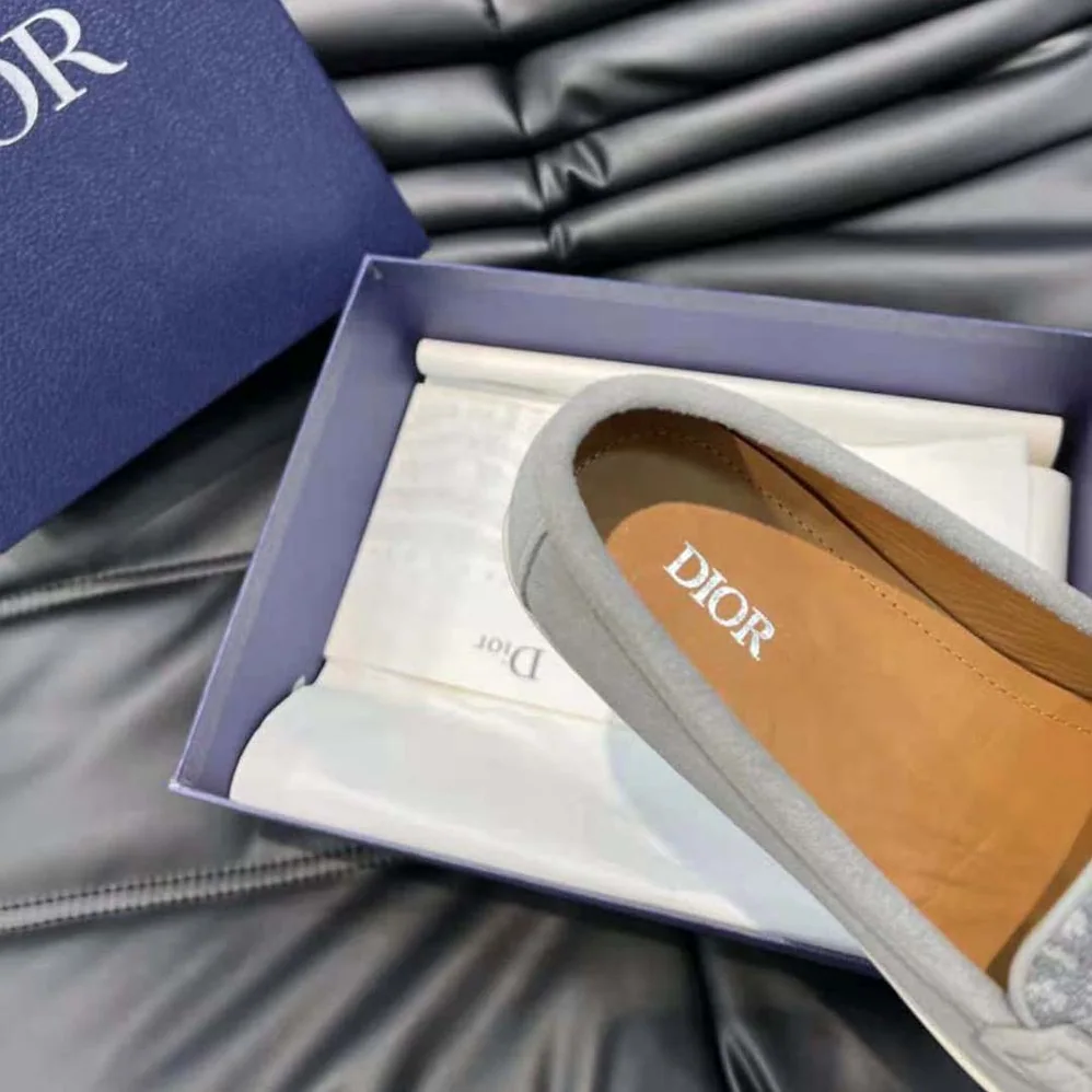 Dior Granville Loafer Dior Gray Suede and Dior Oblique Jacquard for Men Dior Granville Loafer Dior Gray Suede and Dior Oblique Jacquard for Men