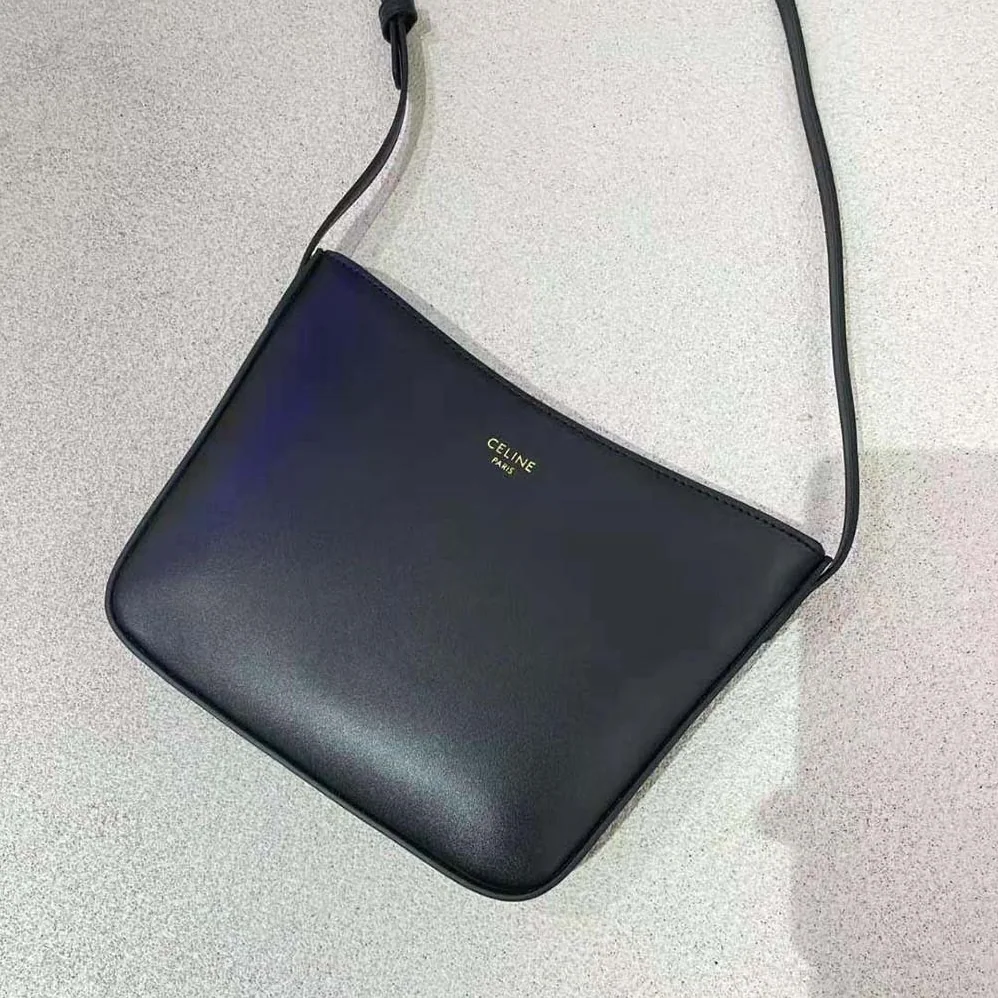 Celine Medium Celine Croque Bag in Shiny Calfskin for Women in Black Celine Medium Celine Croque Bag in Shiny Calfskin for Women in Black