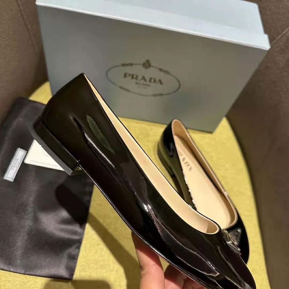 Prada Patent Leather Ballerinas for Women in Black