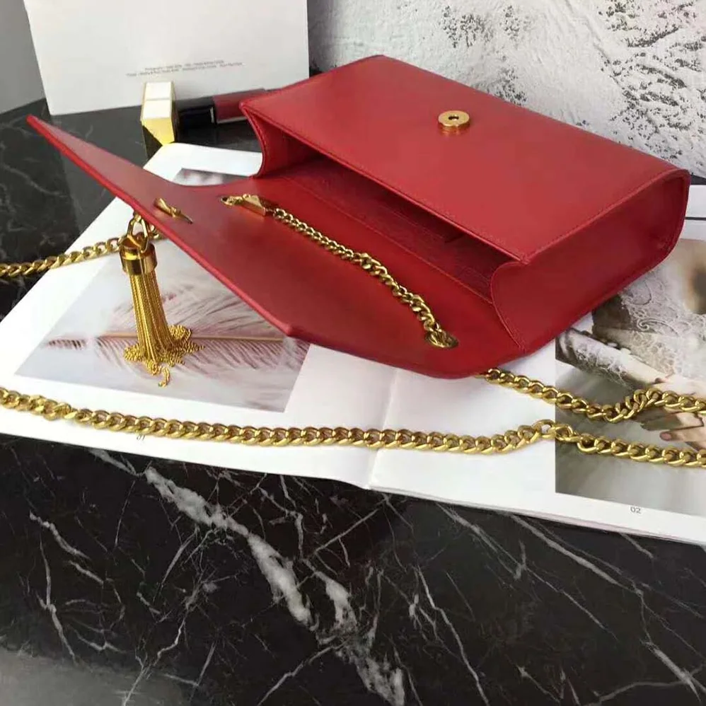 Saint Laurent YSL Kate Medium Tassel Smooth Red Leather for Women