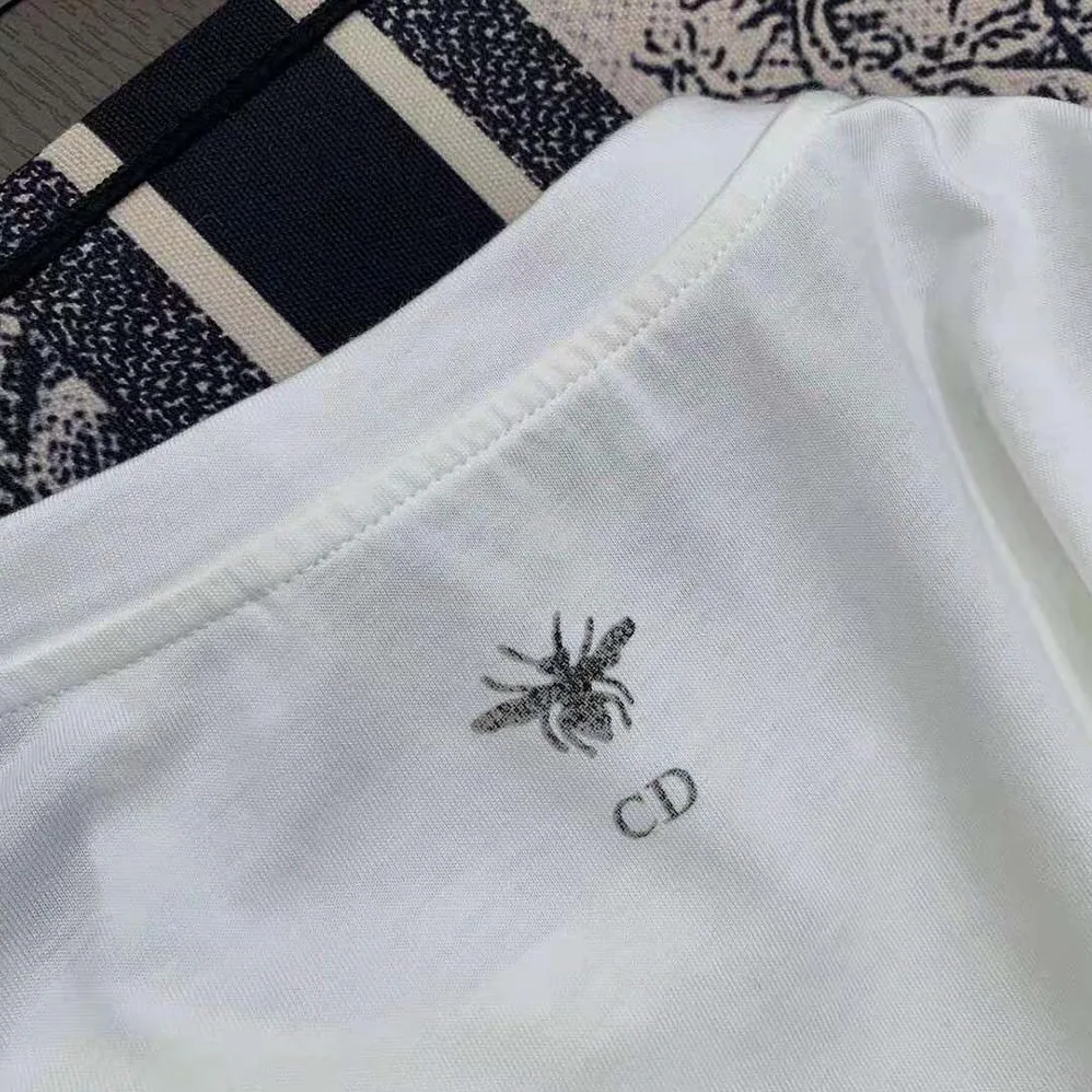 Dior T-shirt Ecru Cotton Jersey and Linen with Dior Jardin Magique Motif for Women