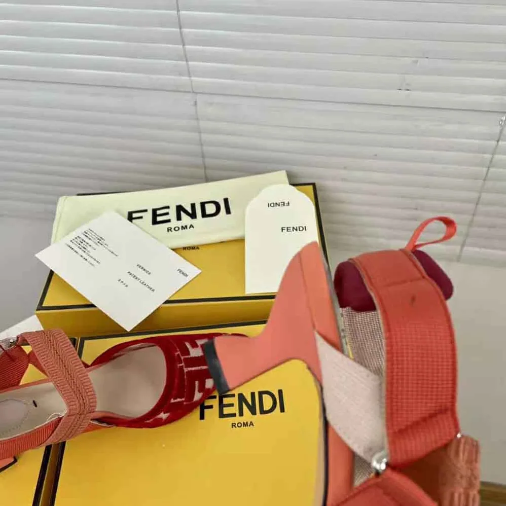 Fendi Colibri Red Micromesh Slingbacks with a Medium Heel for Women Fendi Colibri Red Micromesh Slingbacks with a Medium Heel for Women