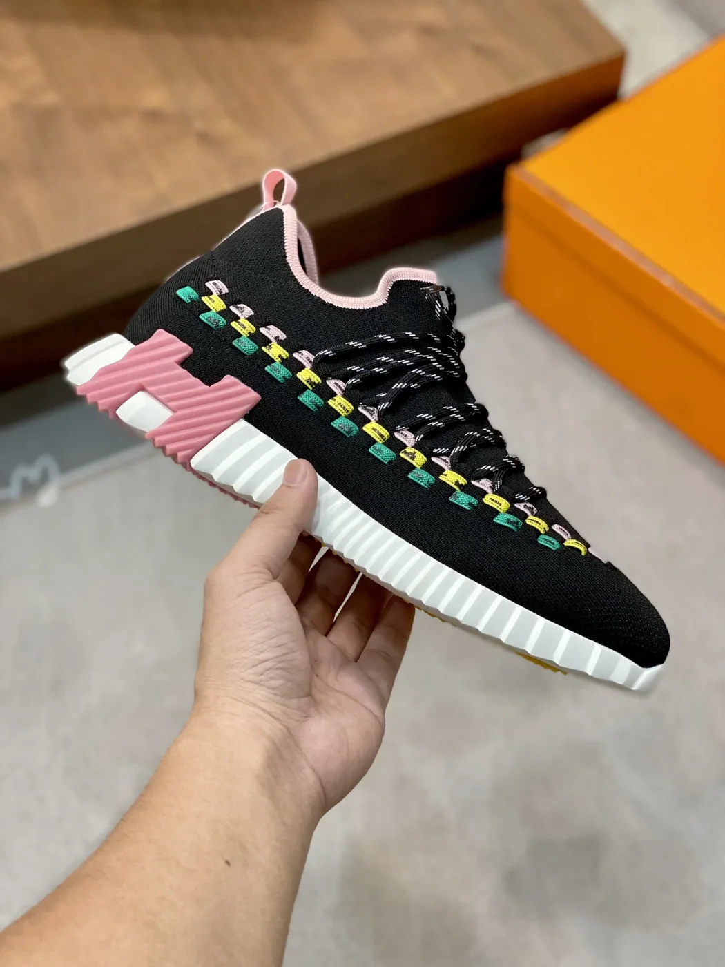 Hermes Sneakers Flex Black And Pink Hermes Sneakers Flex Black And Pink